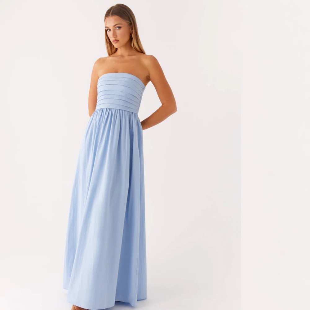 Peppermayo Light Blue Strapless Maxi Dress